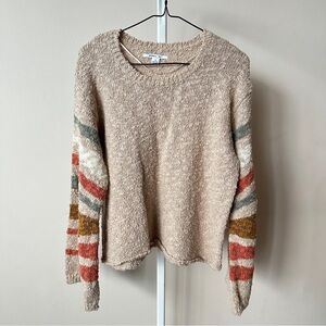 O'Neill Beige Sweater with Striped Sleeves